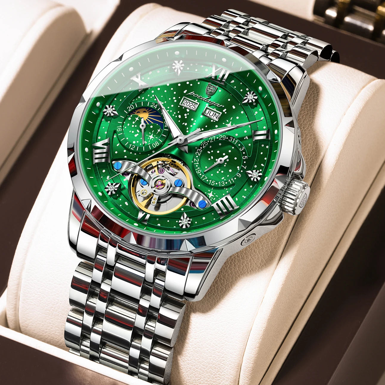 Automatic Skeleton Watch – Roman Numeral Dial with Tourbillon Style