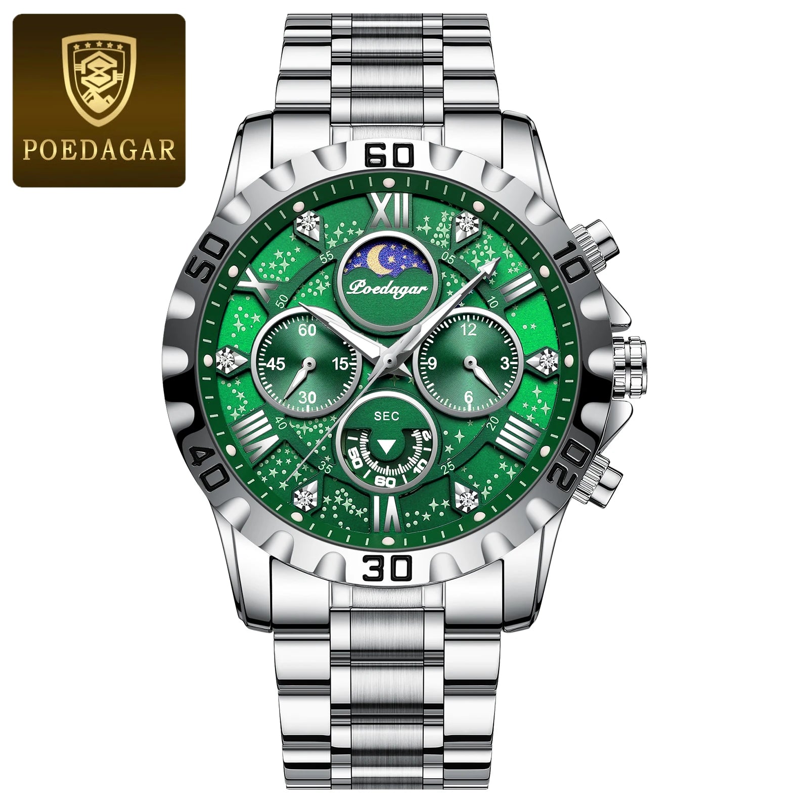 Chronograph Watch with Multiple Time Zone – Roman Numeral Dial & Sapphire Crystal
