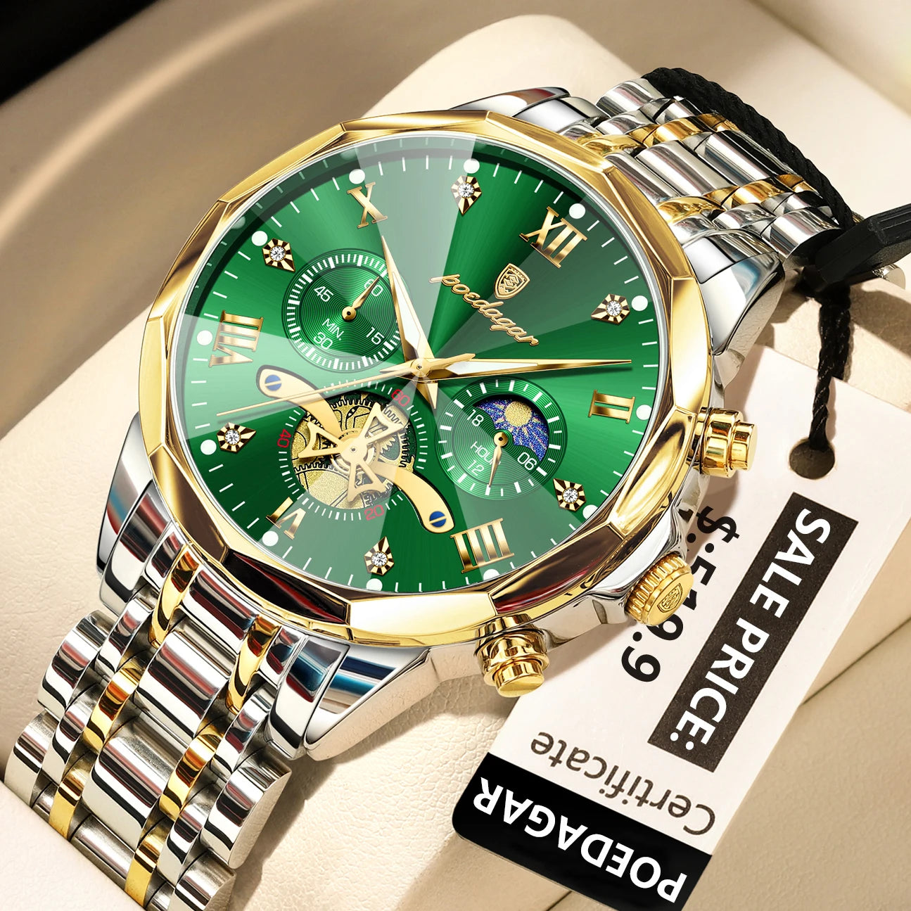 Premium Men's Chronograph Watch – Stainless Steel, Luminous, 3Bar Water‑Resistant