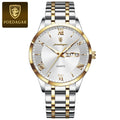 Roman Numeral Full Calendar Watch – Luminous Dial with Date, Week & Hidden Clasp