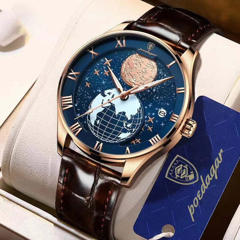 Roman Numeral Full Calendar Watch – Stainless Steel Bracelet with Stopwatch