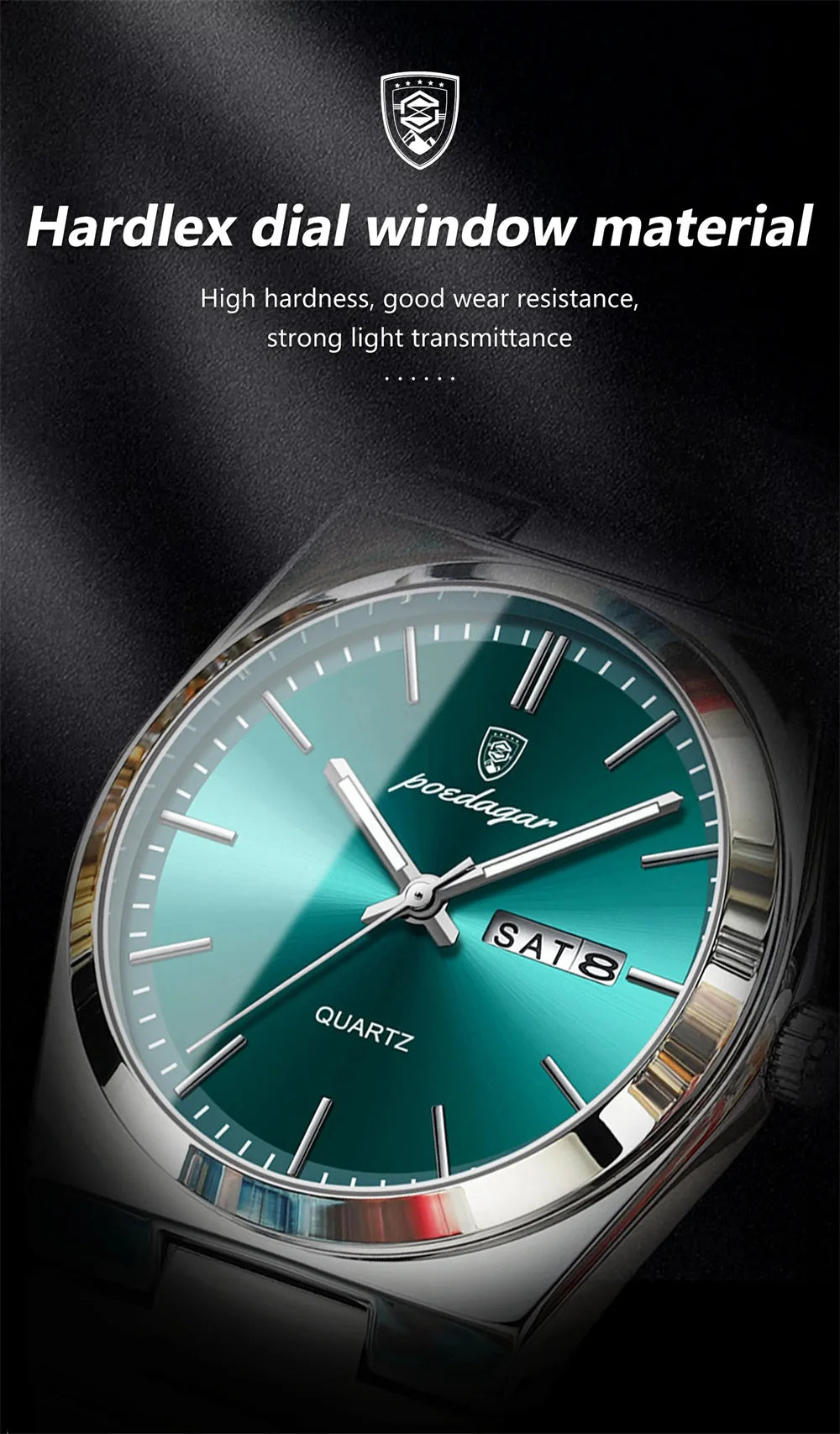 Minimalist Sport Watch – Full Calendar, Luminous Markers & Metal Strap