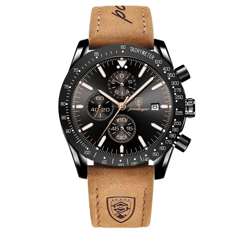 Dress Chronograph Watch – Luminous Dial with Safety Clasp Bracelet