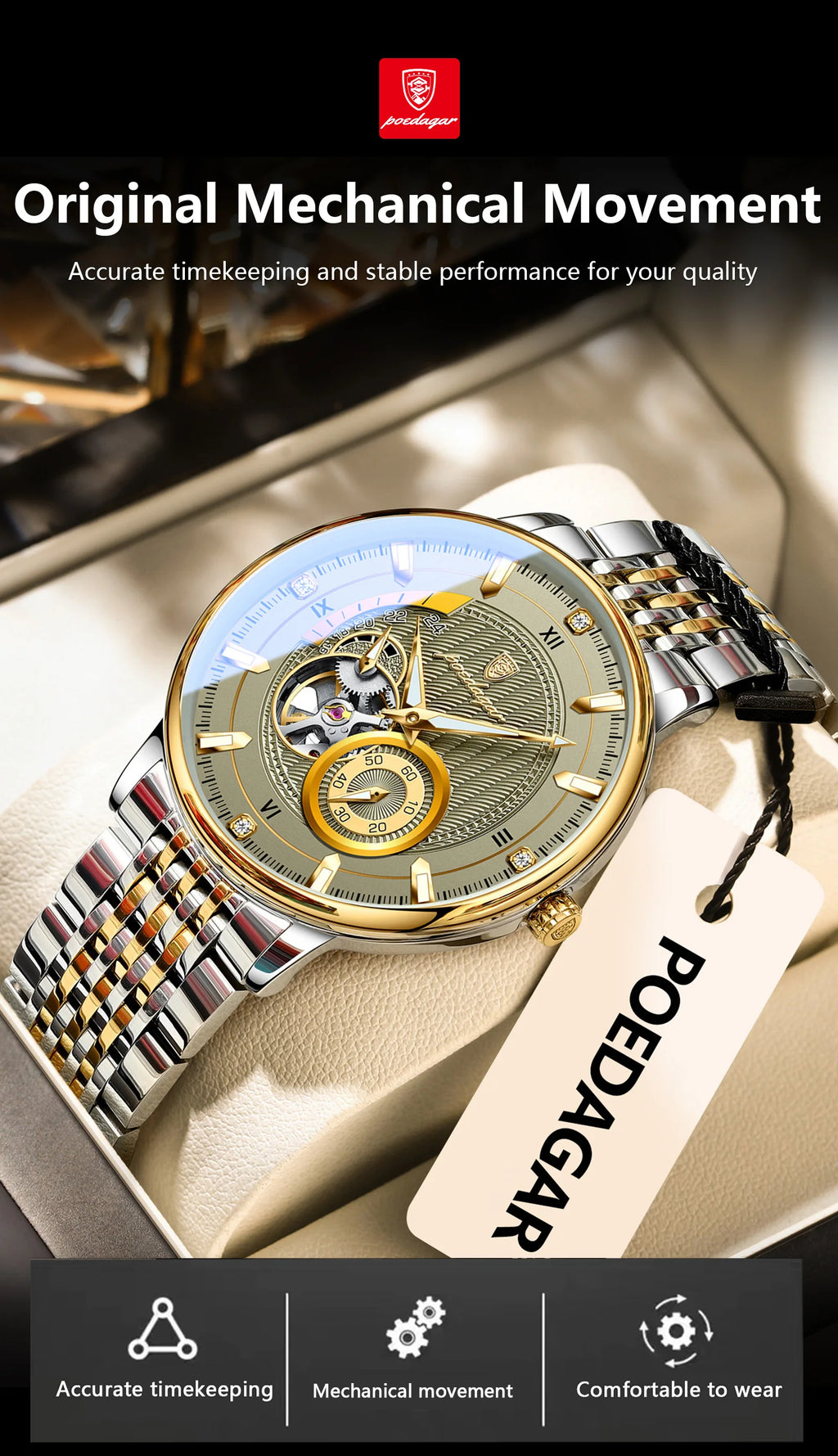 Automatic Skeleton Watch – Luminous Tourbillon Style with Sapphire Crystal