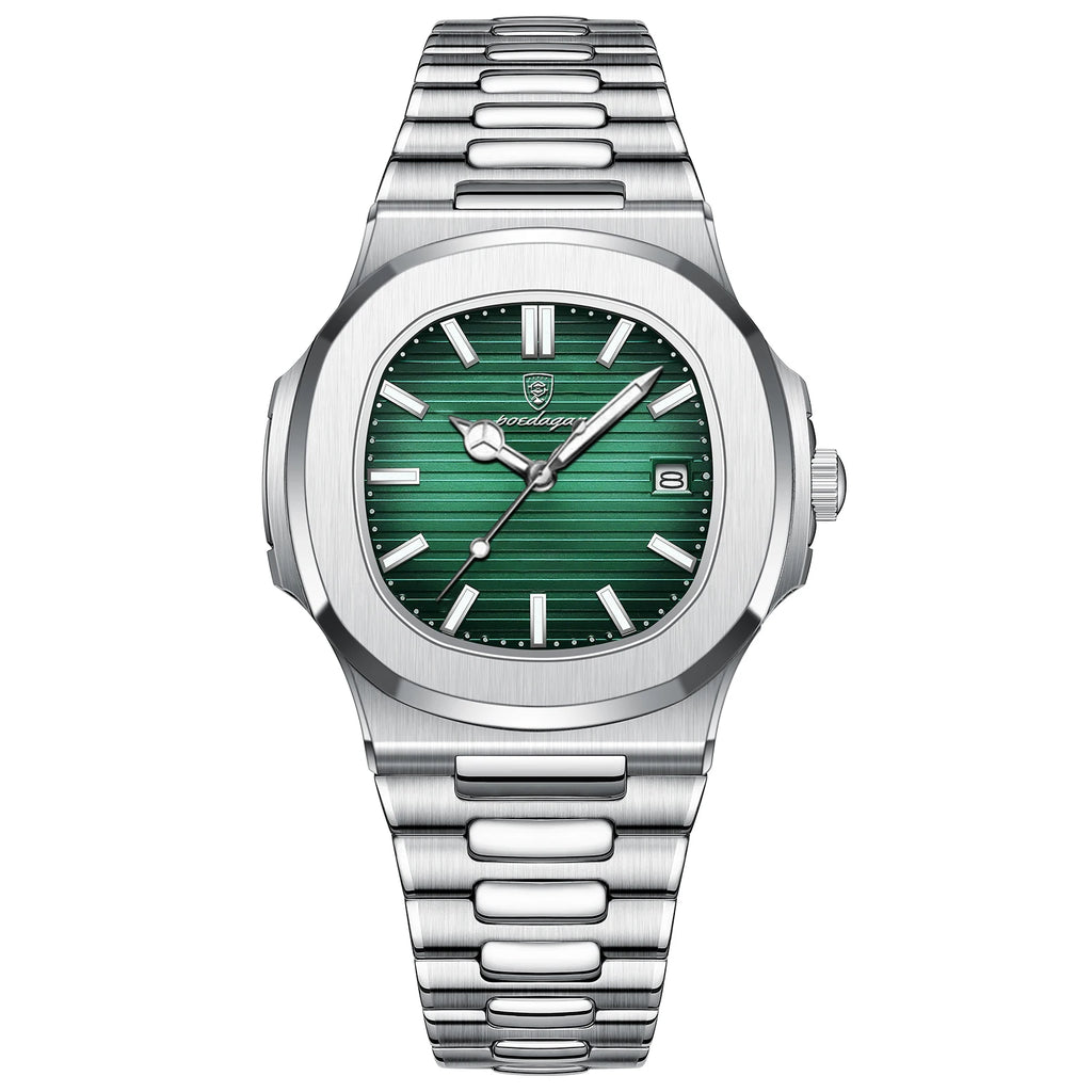 Men's Square Quartz Watch – Waterproof, Luminous, Date