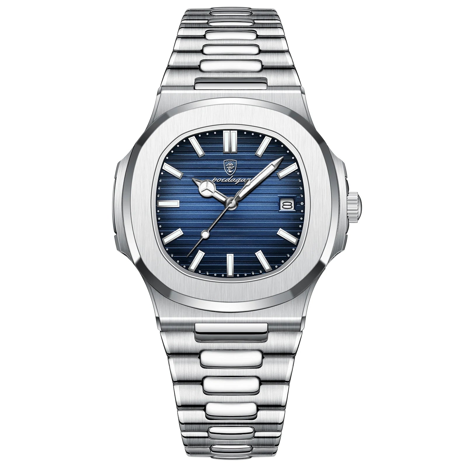 Men's Square Quartz Watch – Waterproof, Luminous, Date