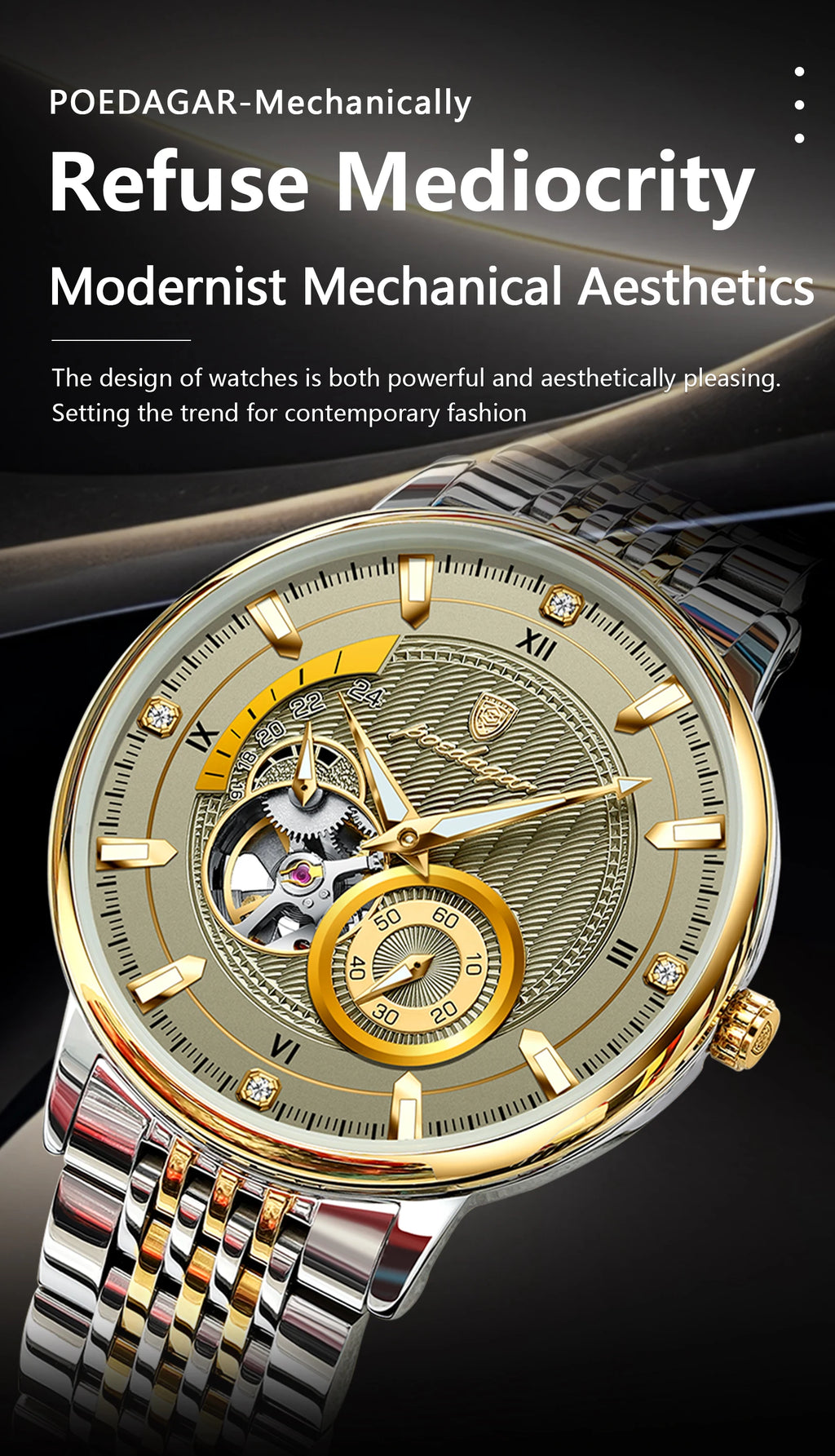 Automatic Skeleton Watch – Luminous Tourbillon Style with Sapphire Crystal