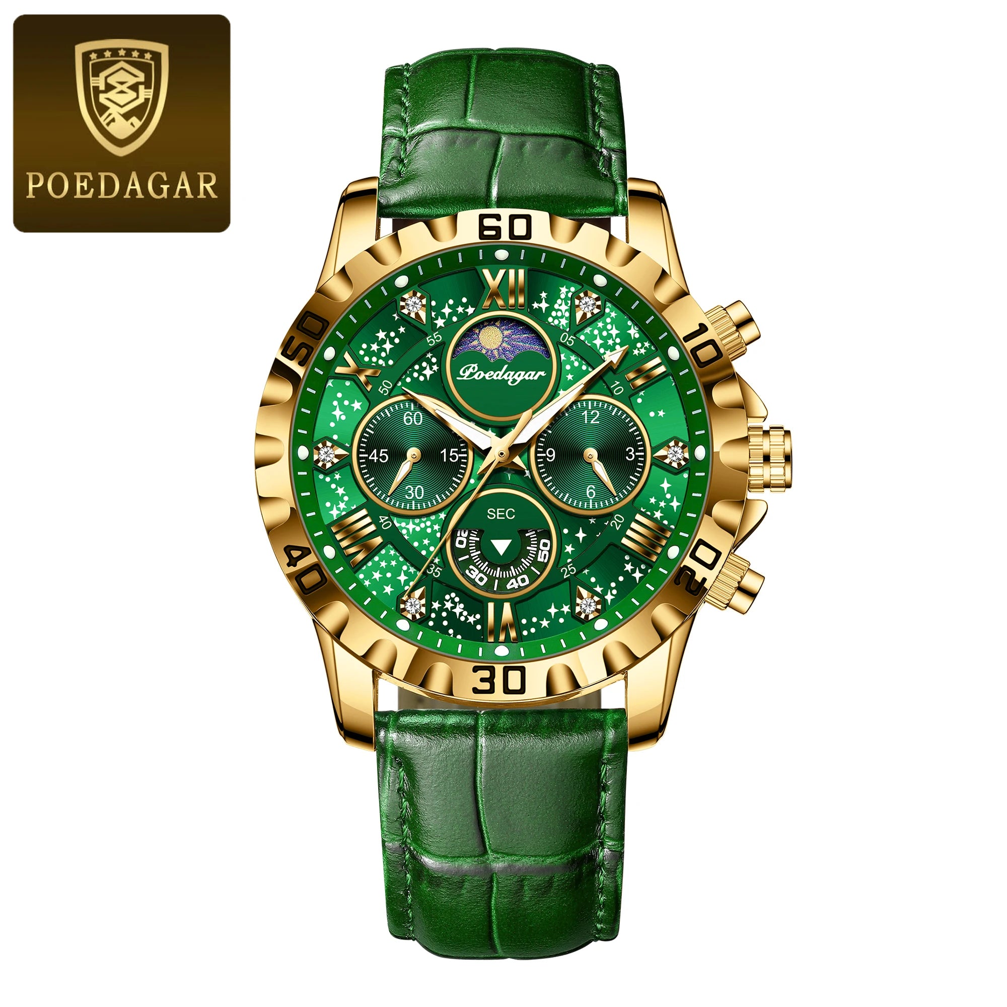 Chronograph Watch with Multiple Time Zone – Leather Strap & Sapphire Crystal