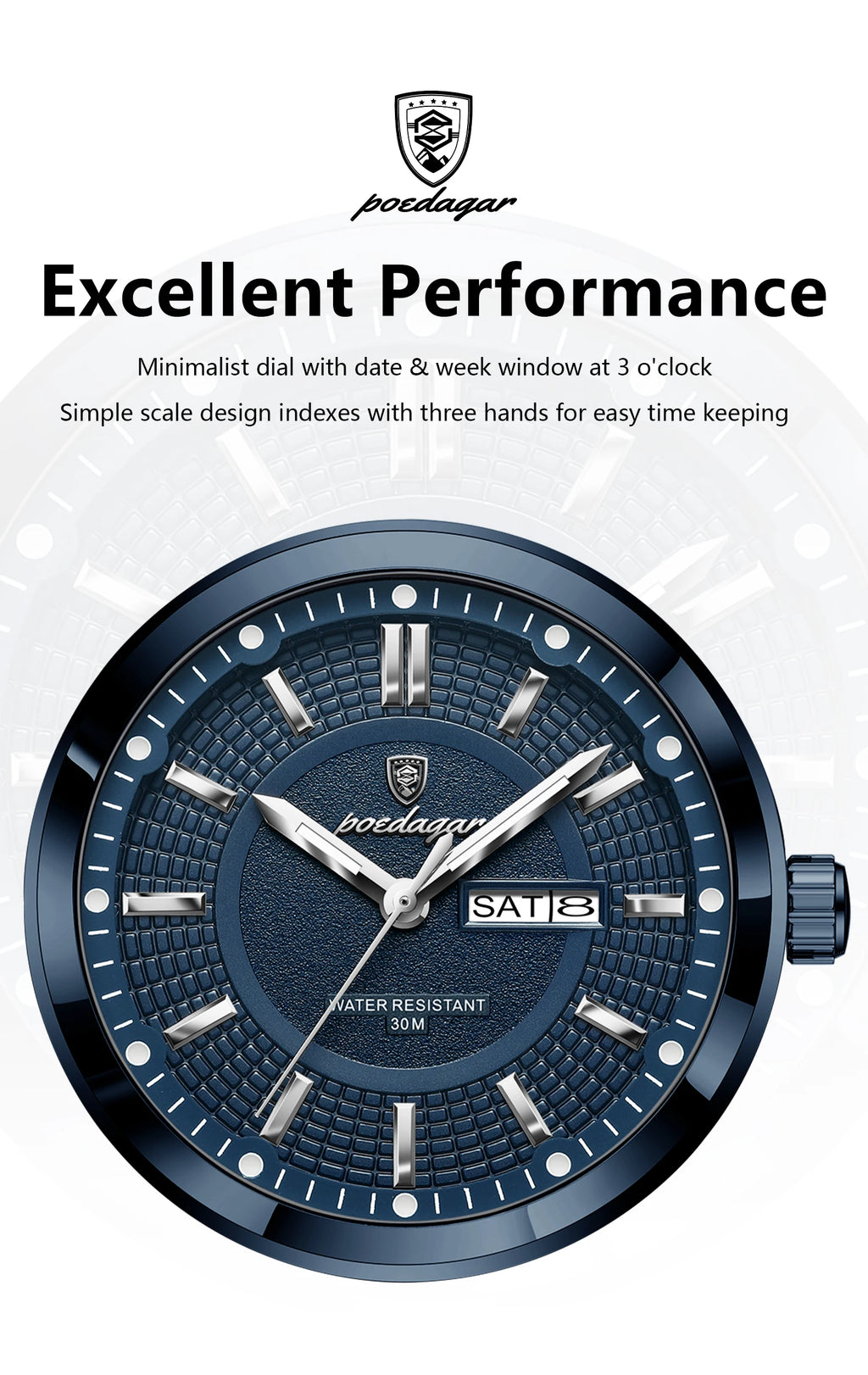 Premium Stainless Steel Chronograph – Day & Date, Luminous, Quartz