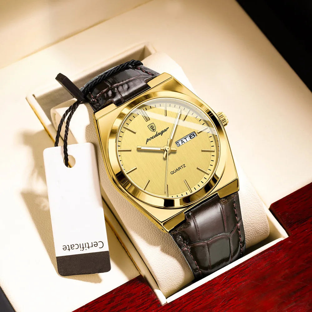 Minimalist Sport Watch – Full Calendar, Luminous Markers & Metal Strap