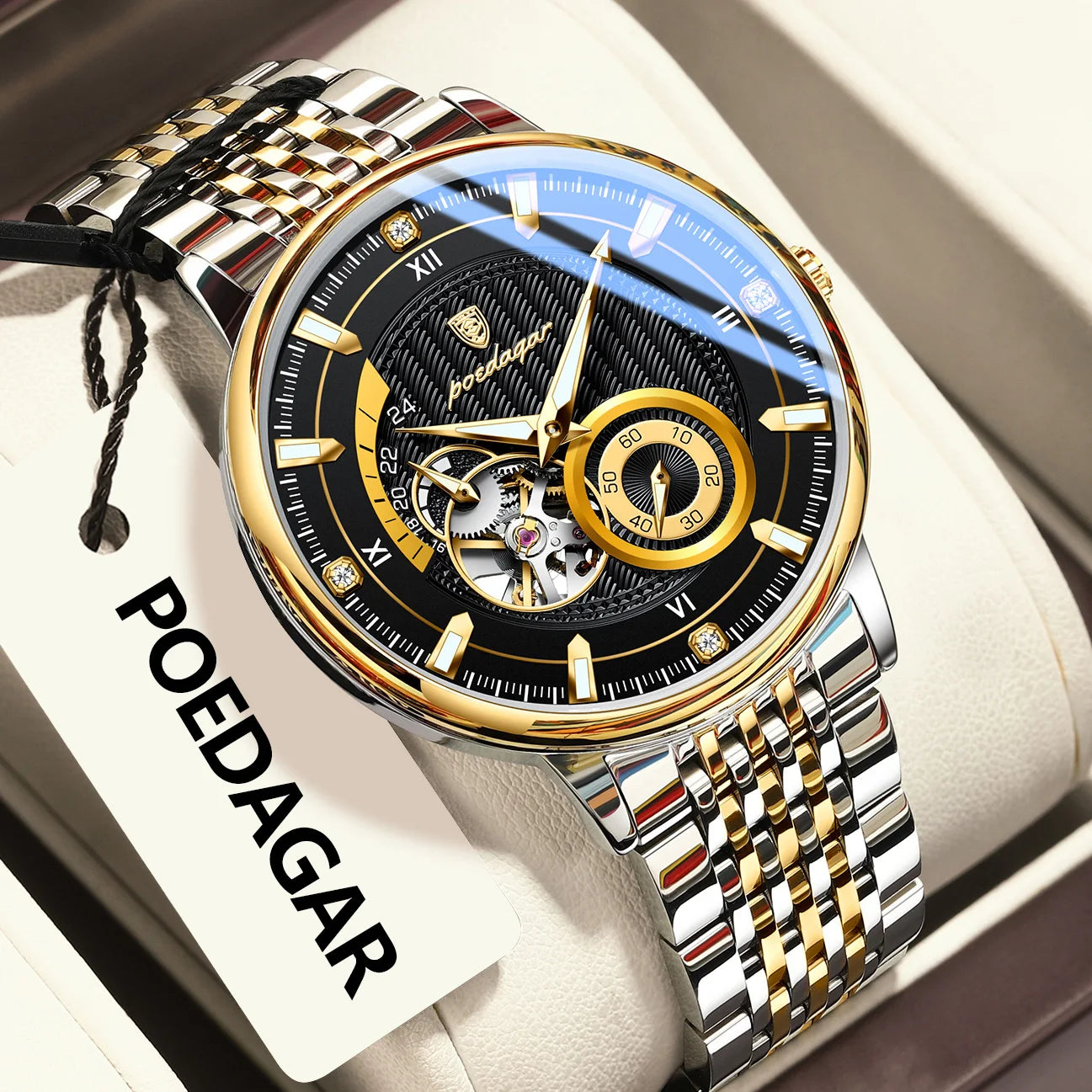 Automatic Skeleton Watch – Luminous Tourbillon Style with Sapphire Crystal