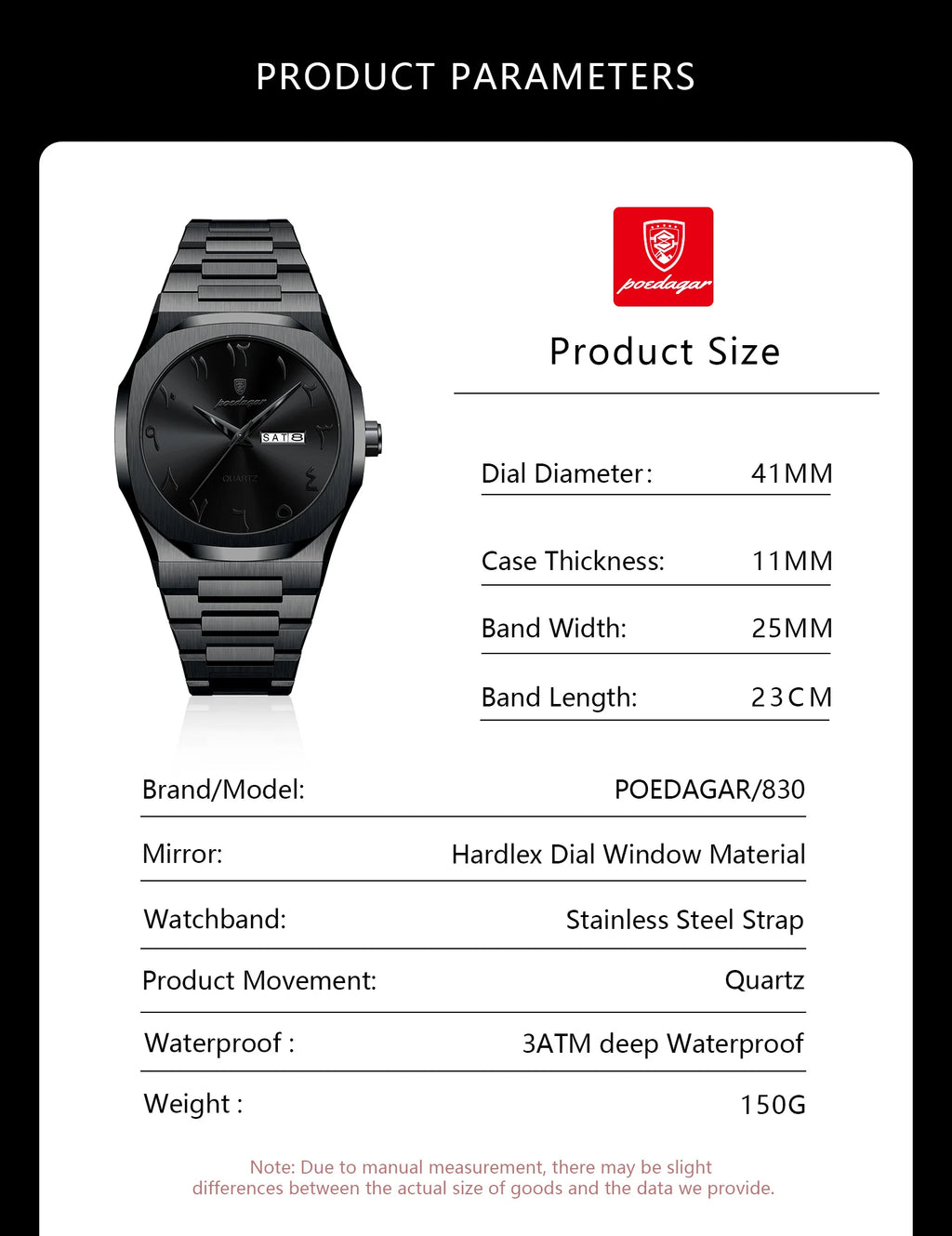 Irregular Shape Stainless Steel Watch – Full Calendar with Date & Week Display