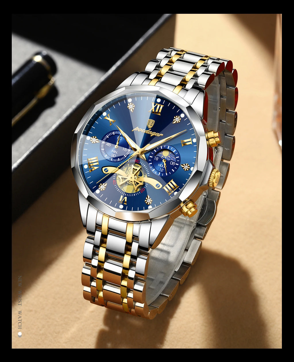 Premium Men's Chronograph Watch – Stainless Steel, Luminous, 3Bar Water‑Resistant
