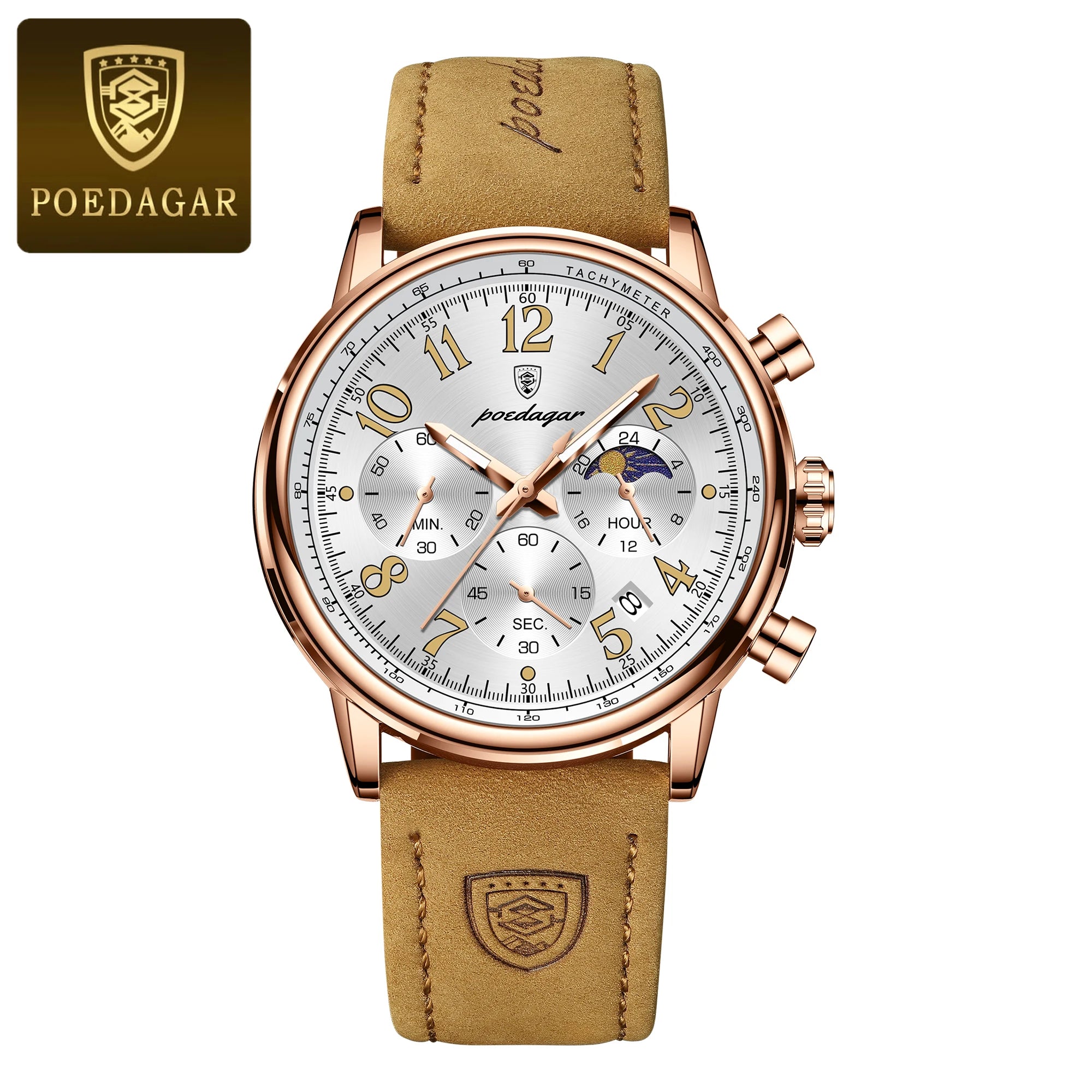 Classic Chronograph Watch – Luminous Arabic Dial with Nylon Strap