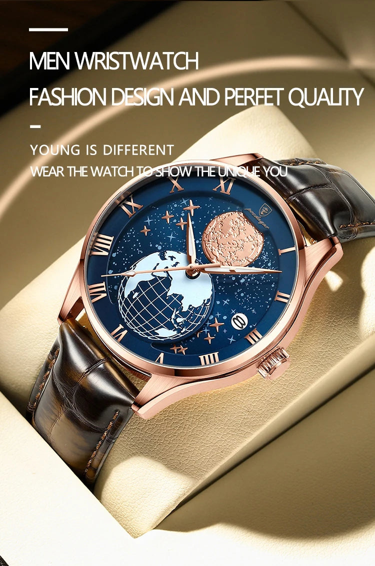 Roman Numeral Full Calendar Watch – Stainless Steel Bracelet with Stopwatch