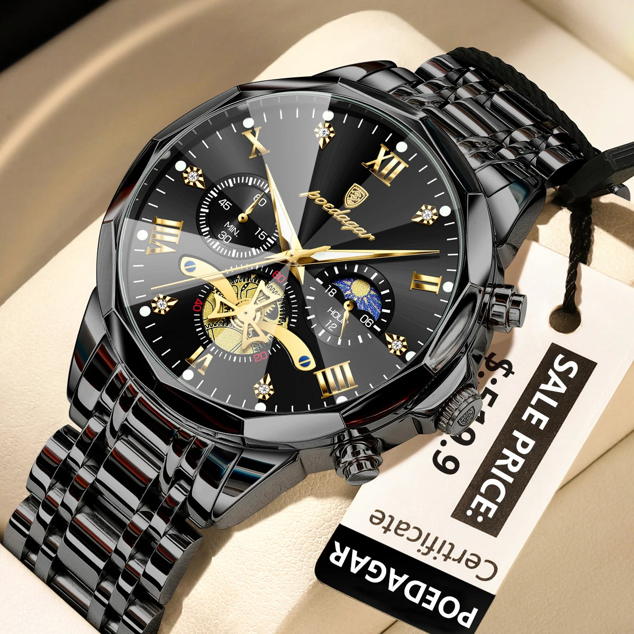 Premium Men's Chronograph Watch – Stainless Steel, Luminous, 3Bar Water‑Resistant