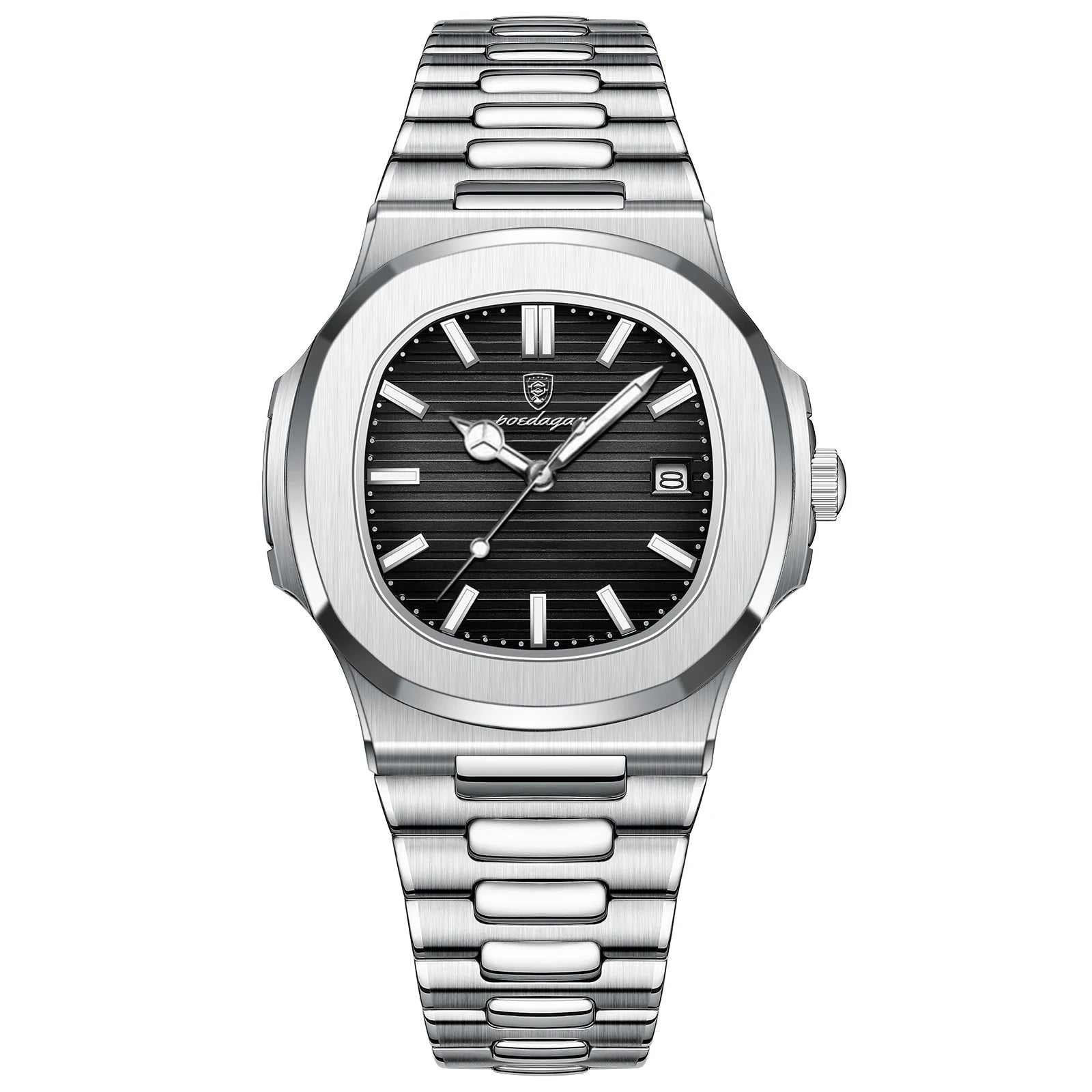 Men's Square Quartz Watch – Waterproof, Luminous, Date