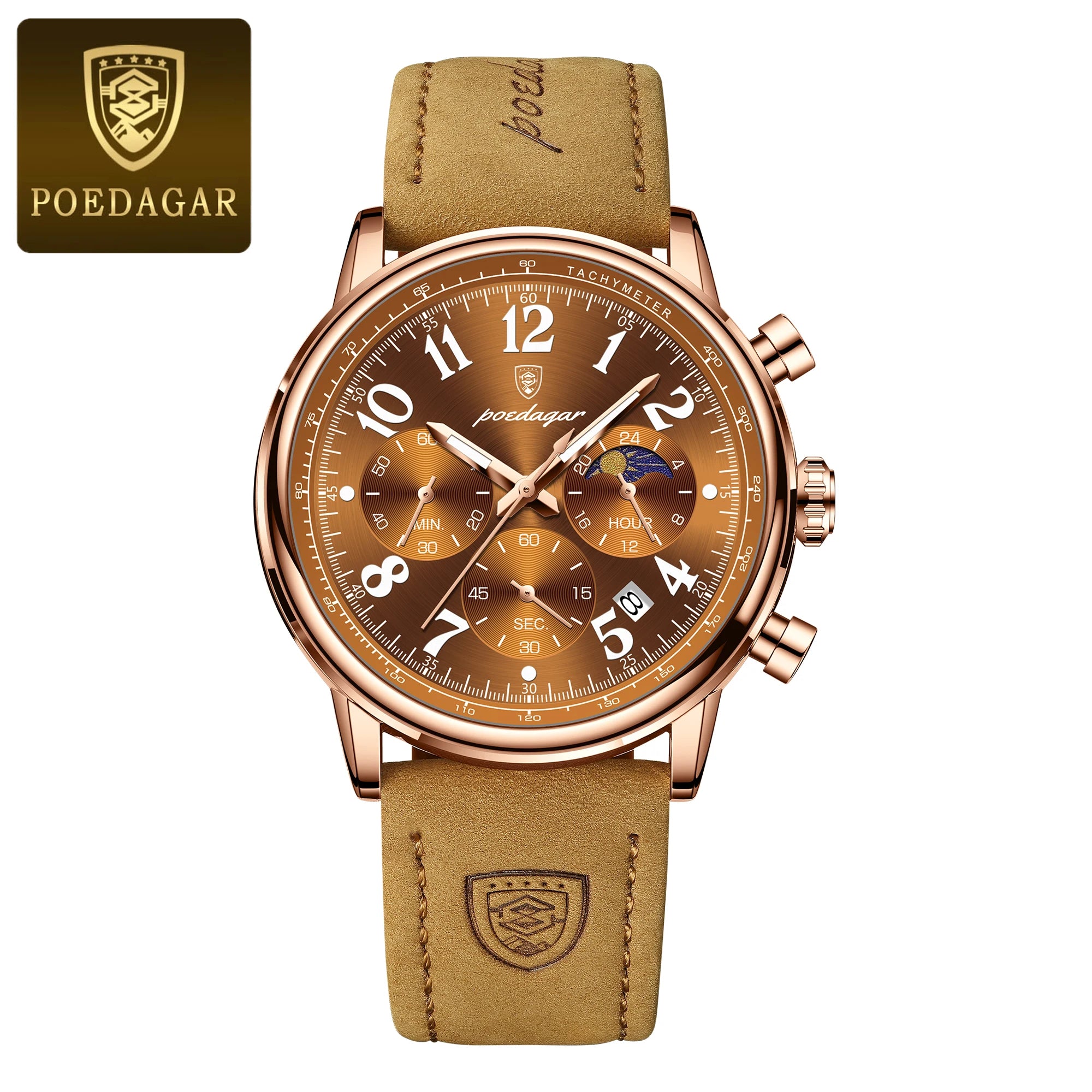 Classic Chronograph Watch – Luminous Arabic Dial with Nylon Strap