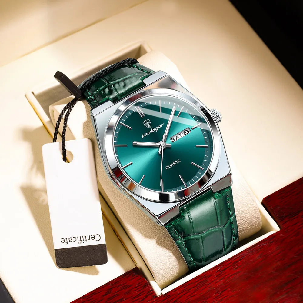 Minimalist Sport Watch – Full Calendar, Luminous Markers & Metal Strap