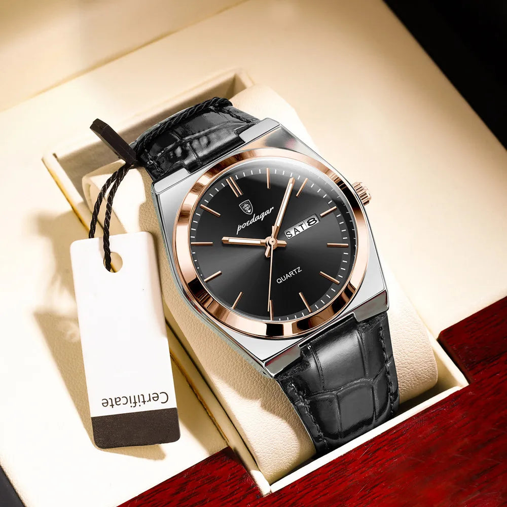 Minimalist Sport Watch – Full Calendar, Luminous Markers & Metal Strap