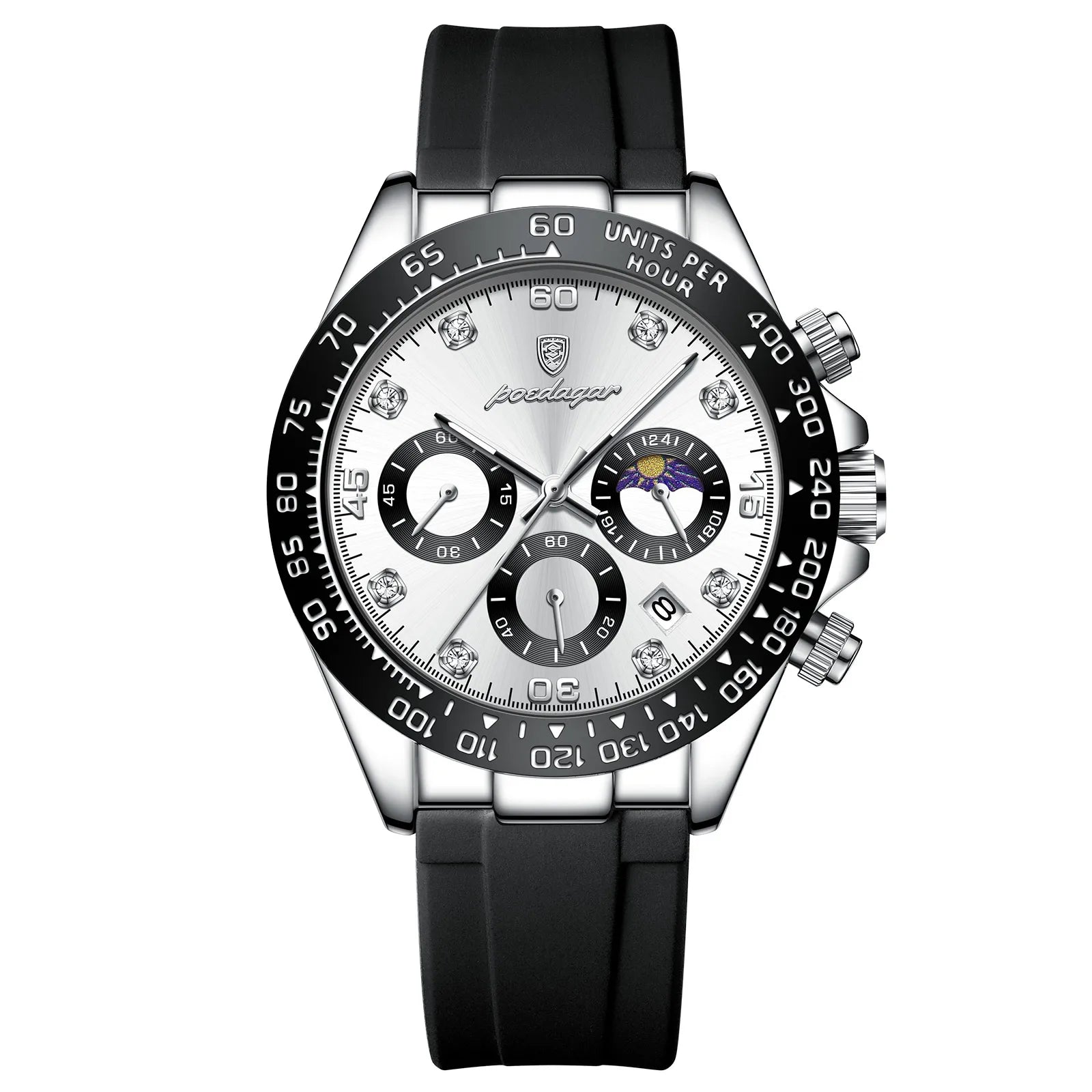 Chronograph Watch with Bamboo Strap – Luminous Dial & Date