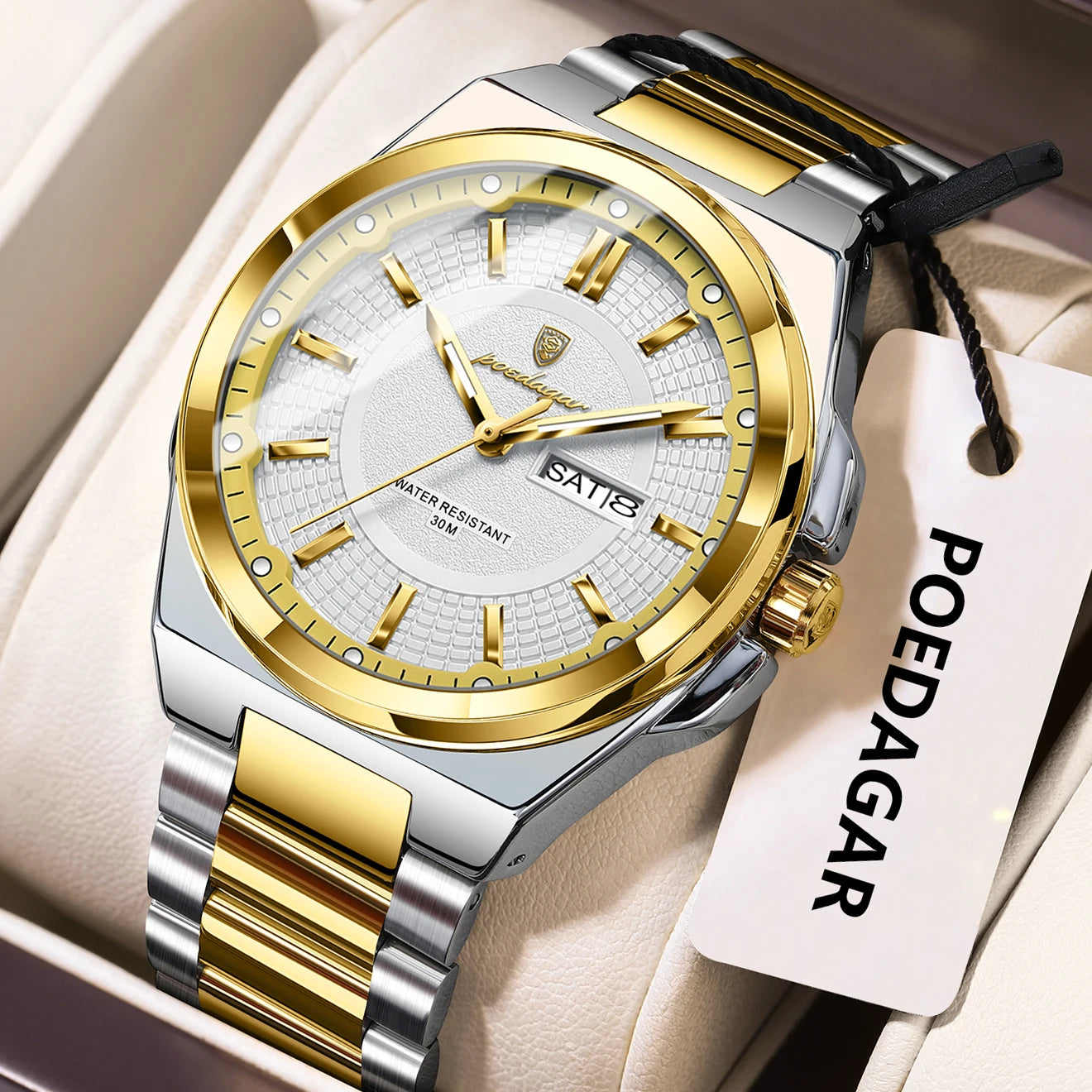 Premium Stainless Steel Chronograph – Day & Date, Luminous, Quartz