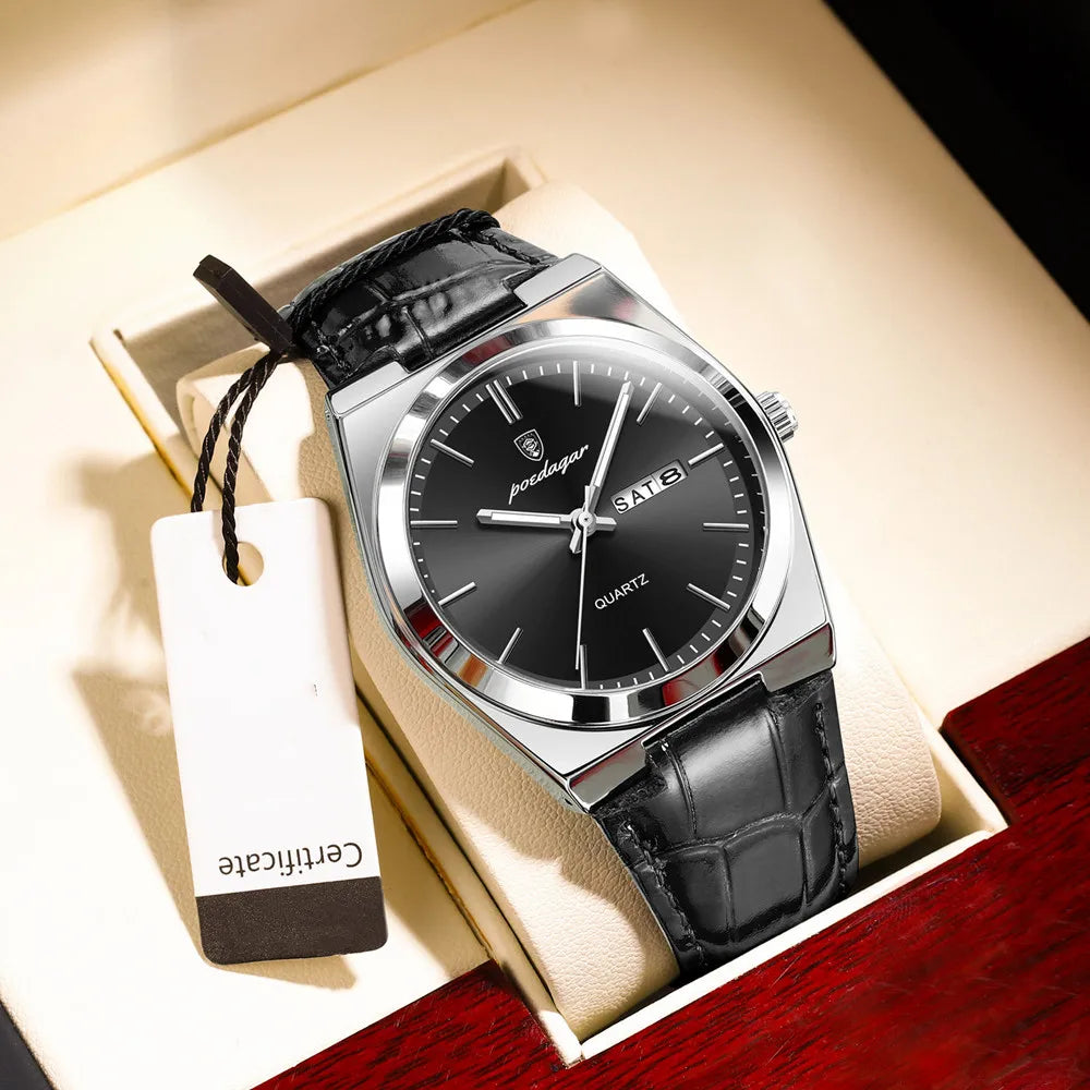 Minimalist Sport Watch – Full Calendar, Luminous Markers & Metal Strap
