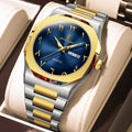 Irregular Shape Stainless Steel Watch – Full Calendar with Date & Week Display
