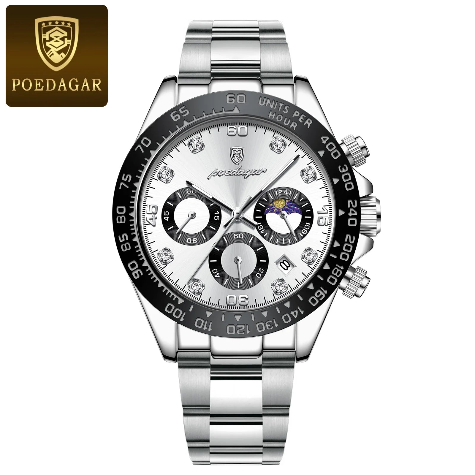 Chronograph Watch with Bamboo Strap – Luminous Dial & Date