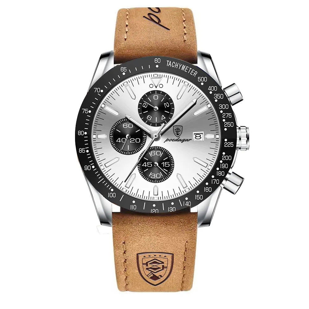 Dress Chronograph Watch – Luminous Dial with Safety Clasp Bracelet
