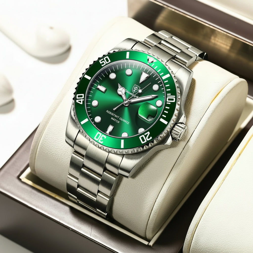 Full Calendar Business Watch – Luminous Dial with Stainless Steel Bracelet